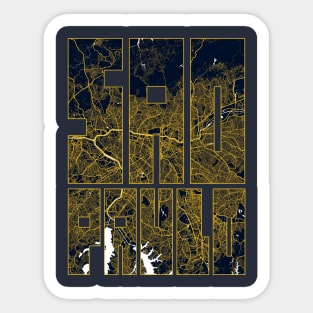 Sao Paulo, Brazil City Map Typography - Gold Art Deco Sticker